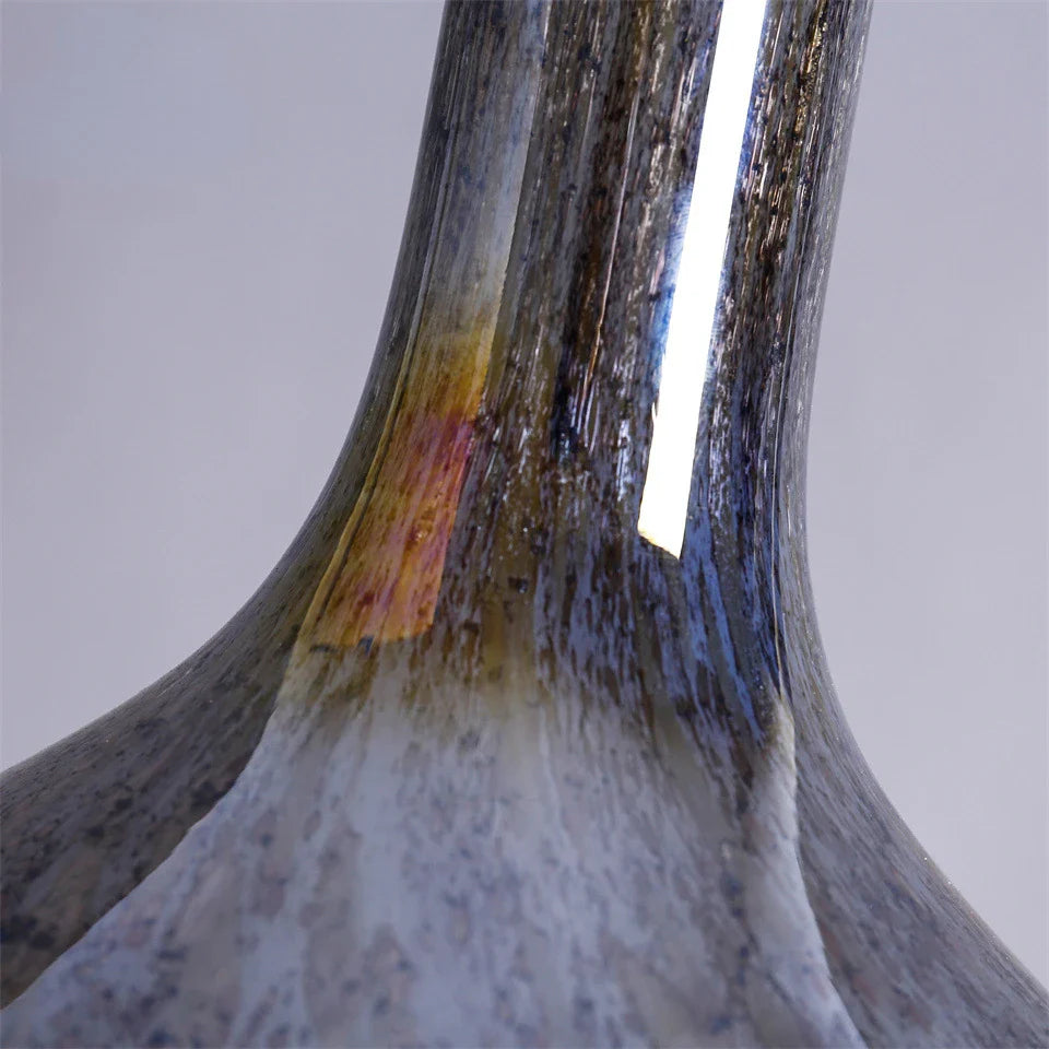 Afralia™ Hand-made Glass Vase Fine Mouth Floral Arrangement Home Decor