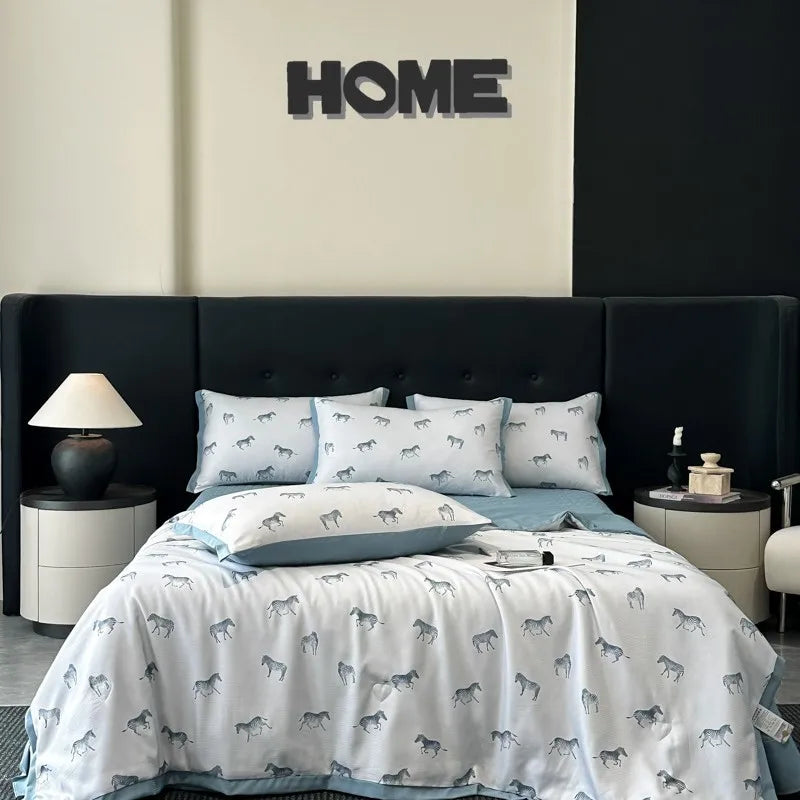 Afralia™ Cool Silk Summer Quilt Set with Sheets & Pillowcases