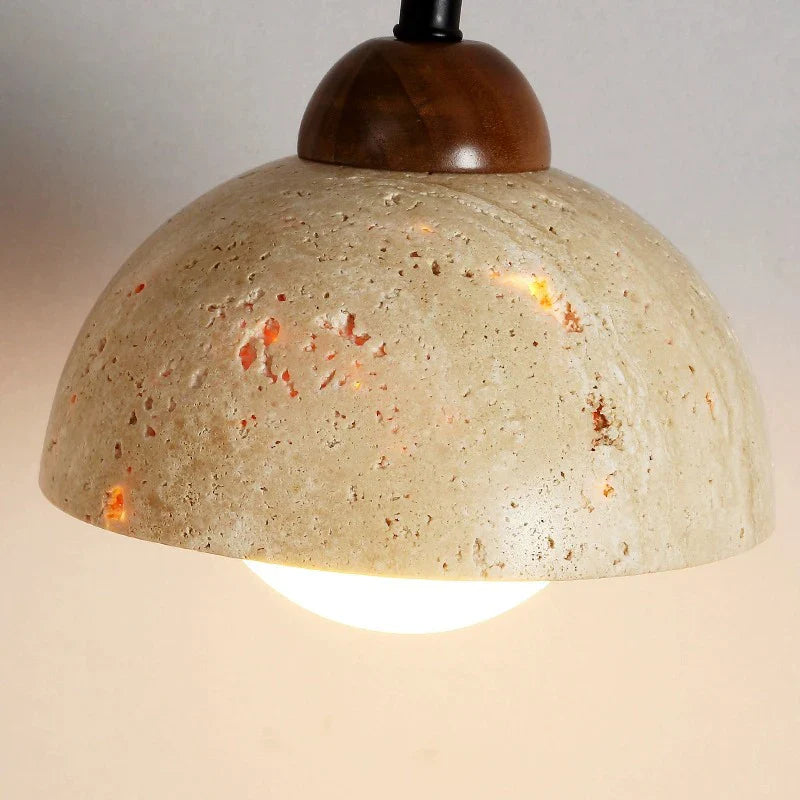 Afralia™ Retro Style Stone Wall Lamp Yellow Wood Cream Vintage Hanging Light