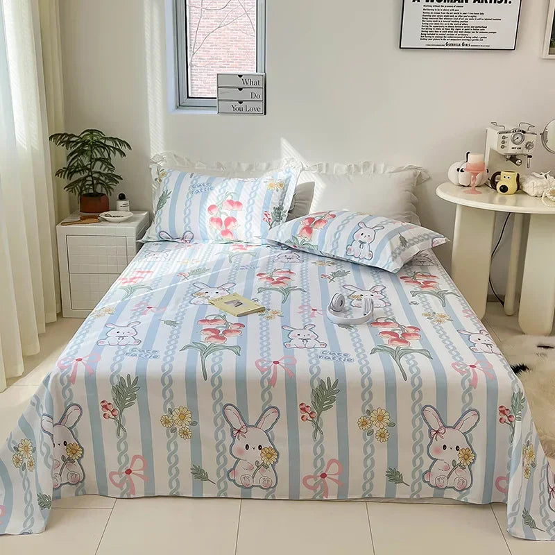 Afralia™ Tropical Plants Print Cotton Double Bed Sheet for Soft & Comfortable Sleep