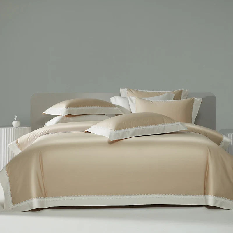 Afralia™ Lace Patchwork Bedding Set: 1200TC Egyptian Cotton Duvet Cover, Sheet, Pillowcases