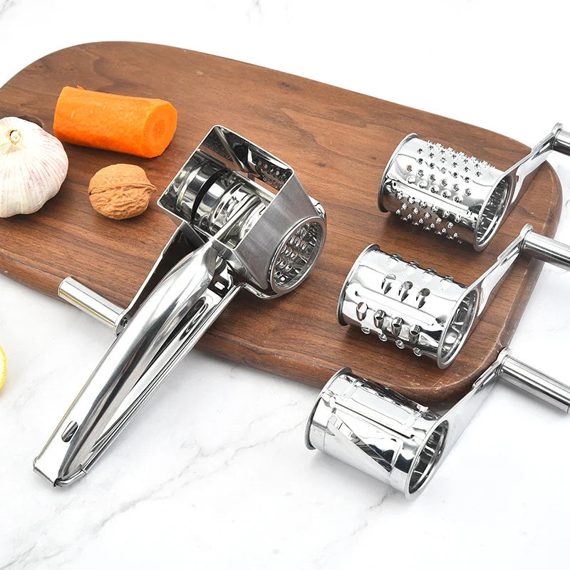 Afralia™ Rotary Cheese Grater Stainless Steel Slicer Shredder Butter Cutter Kitchen Tool