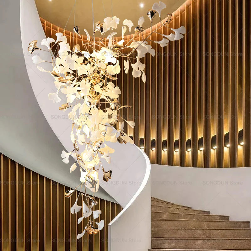 Afralia™ Gingko Leaf Ceramic Chandelier: Modern Nordic Living Room & Hotel Lobby Lighting