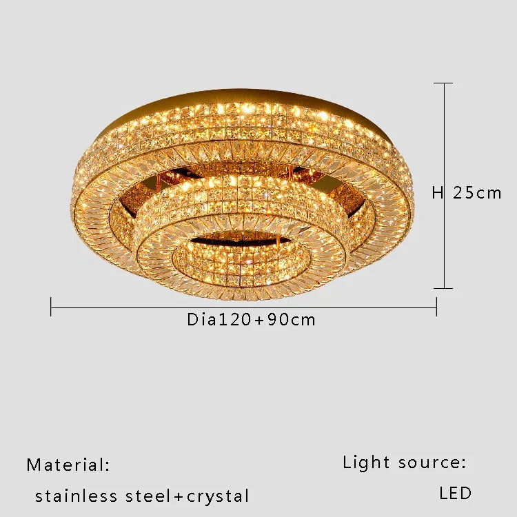 Afralia™ Crystal Two Tier Ceiling Chandelier LED Lighting for Bedroom & Living Room