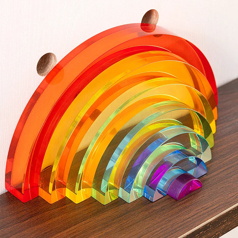 Afralia™ Rainbow Acrylic Sculpture DIY Blocks Home Decor Figurines