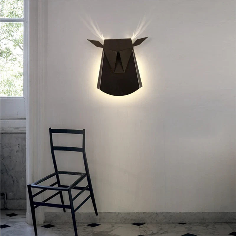 Afralia™ Nordic Deer Head LED Wall Lamp Metal Design Minimalist Light