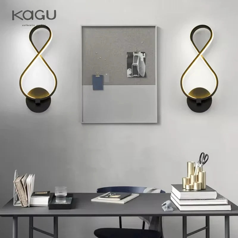 Afralia™ LED Wall Lamps Modern Minimalist Bedroom Living Room Lighting Black White