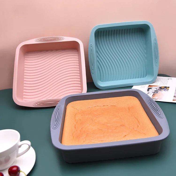 Afralia™ Silicone Square Cake Pan Mold Non-Stick Baking Tool Heat Resistant Bread Mould