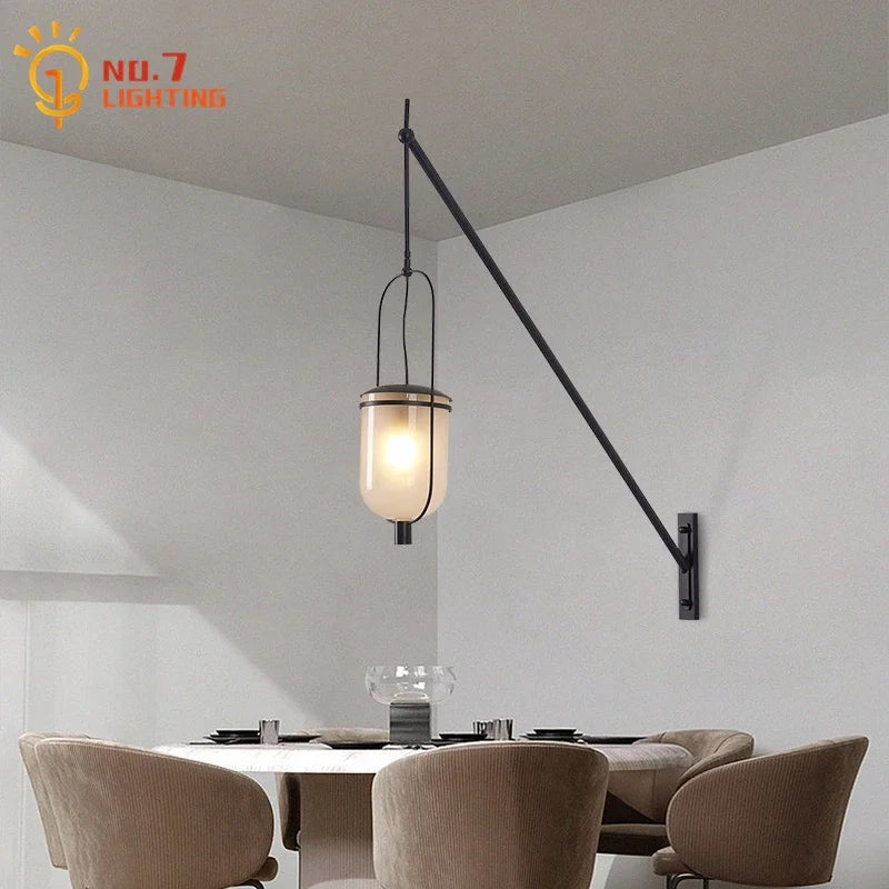 Afralia™ Industrial Retro Swing Arm LED Wall Lamp for Restaurant Loft Decor