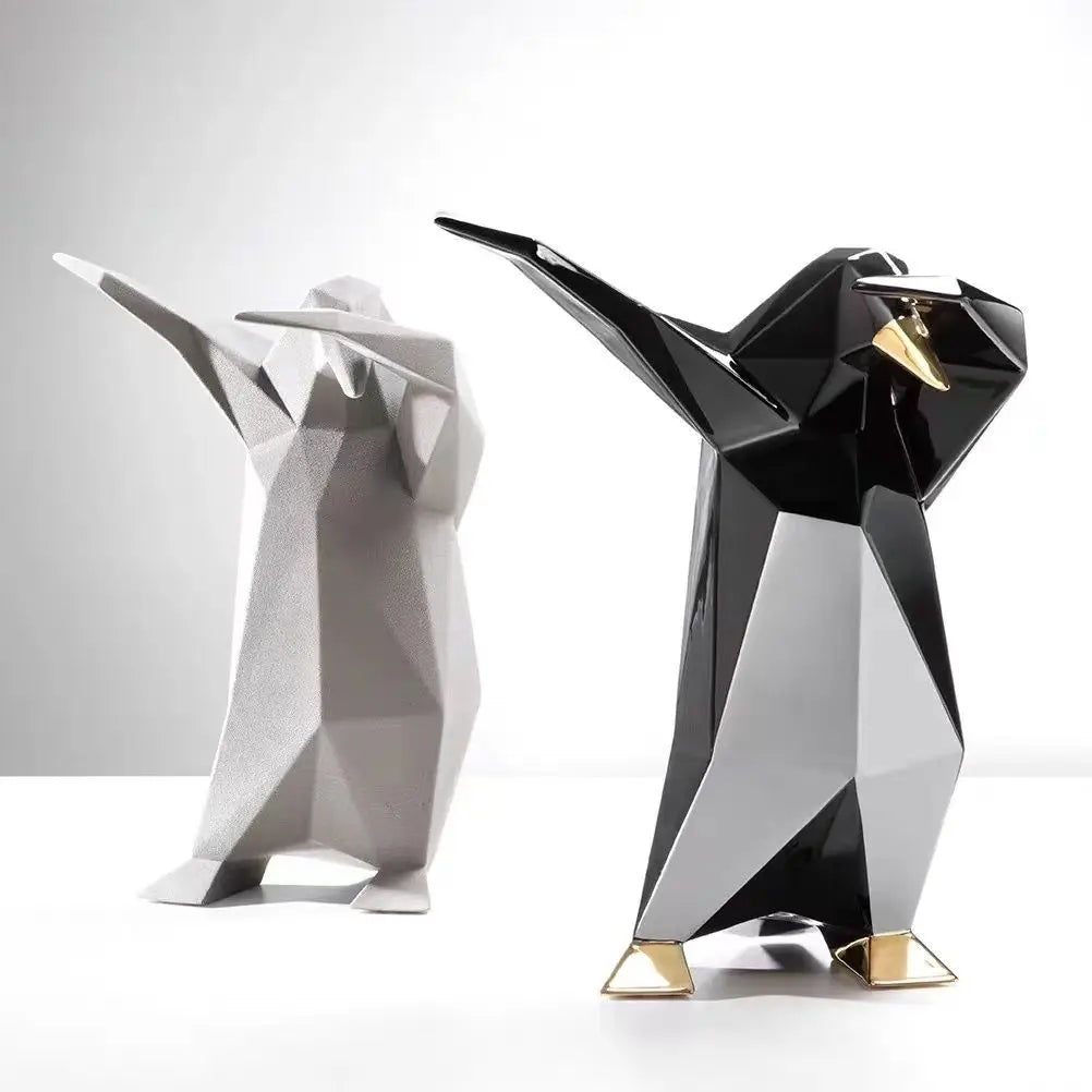 Afralia™ Penguin Geometric Ornament - Modern Minimalist Desktop Decoration