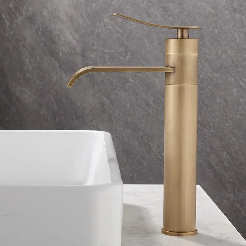 Afralia™ Bronze Bathroom Sink Faucet Hot & Cold Brass Basin Mixer Water Tap