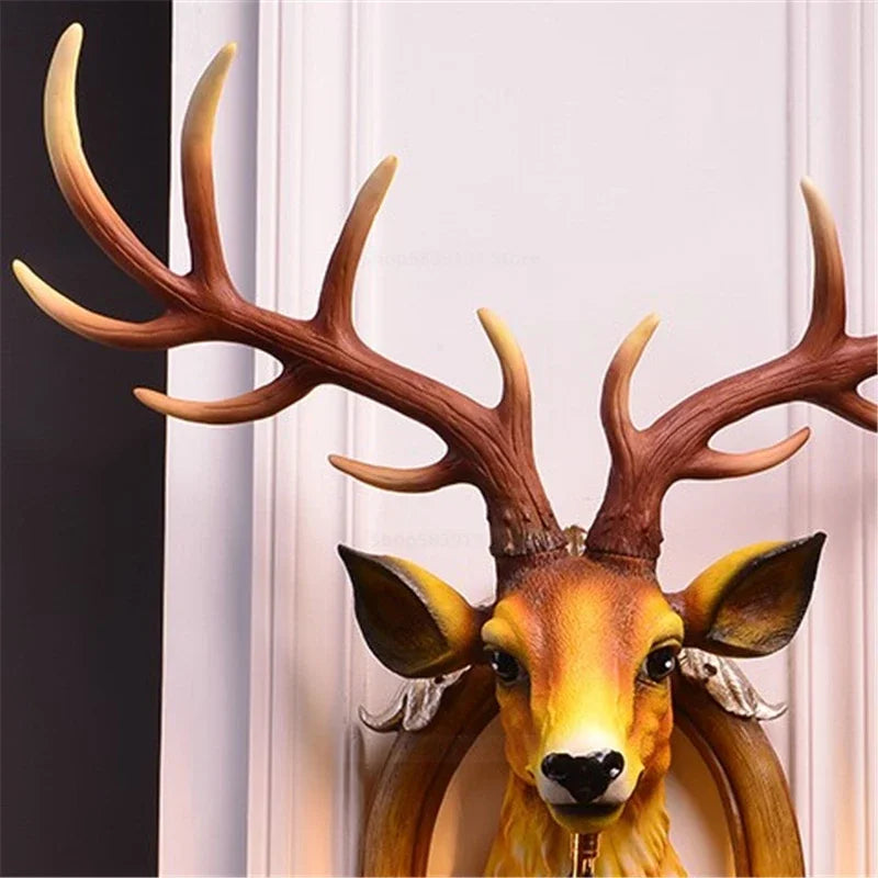 Afralia™ Modern Deer Head LED Wall Sconce Light for Luxury Living Room Decor
