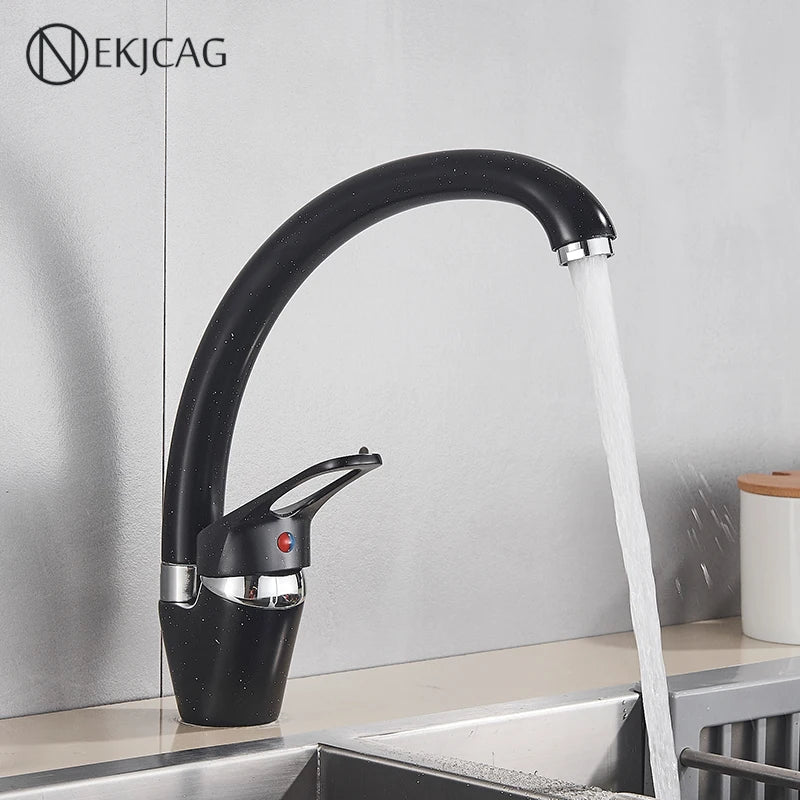 Afralia™ Modern Black Sink Faucet Curved Basin Mixer, Cold Hot Water Dots