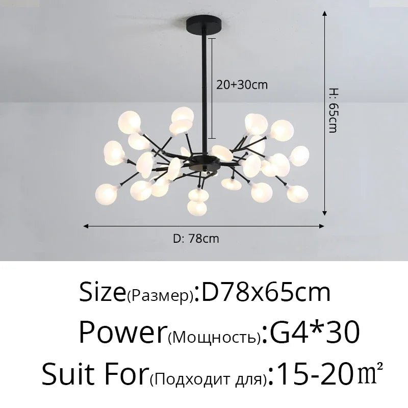 Afralia™ Firefly LED Chandelier Black Gold - Modern Minimalist Ceiling Pendant Lamp