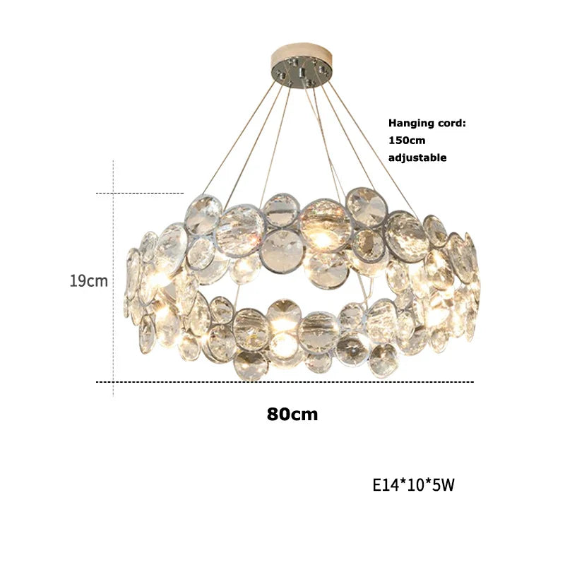 Afralia™ Crystal Magic Ring Dimmable LED Pendant Light for Living Room & Foyer