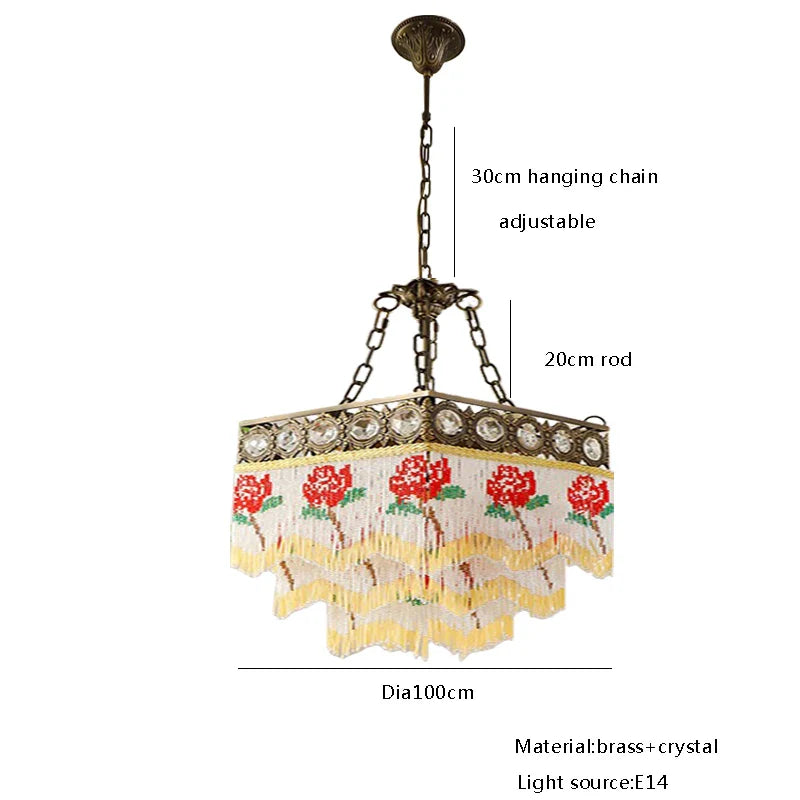 Afralia™ Black Rose Tassel Pendant Lights, Classic Retro Lustres for Living Room