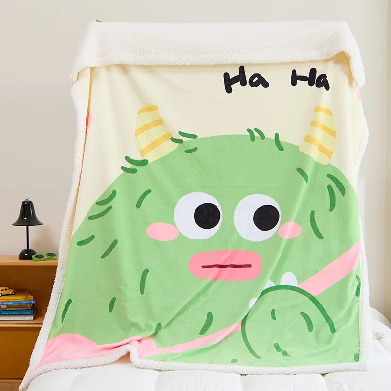 Afralia™ Lamb Fleece Cute Printed Blanket: Soft & Warm Double-Sided Throw Blanket