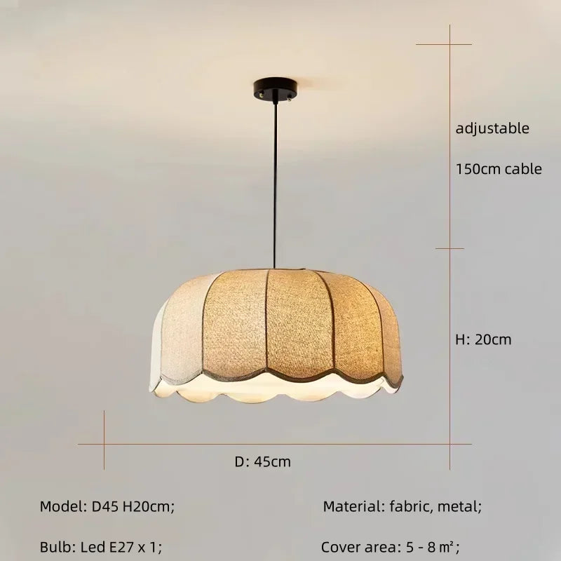 Afralia™ Nordic Linen Shade E27 LED Pendant Light for Dining Room & Bar
