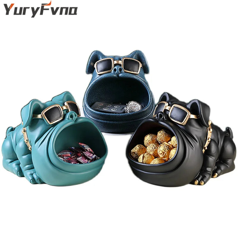 Afralia™ Cool Dog Sculpture Table Decoration Decorative Coin Bank Storage Box