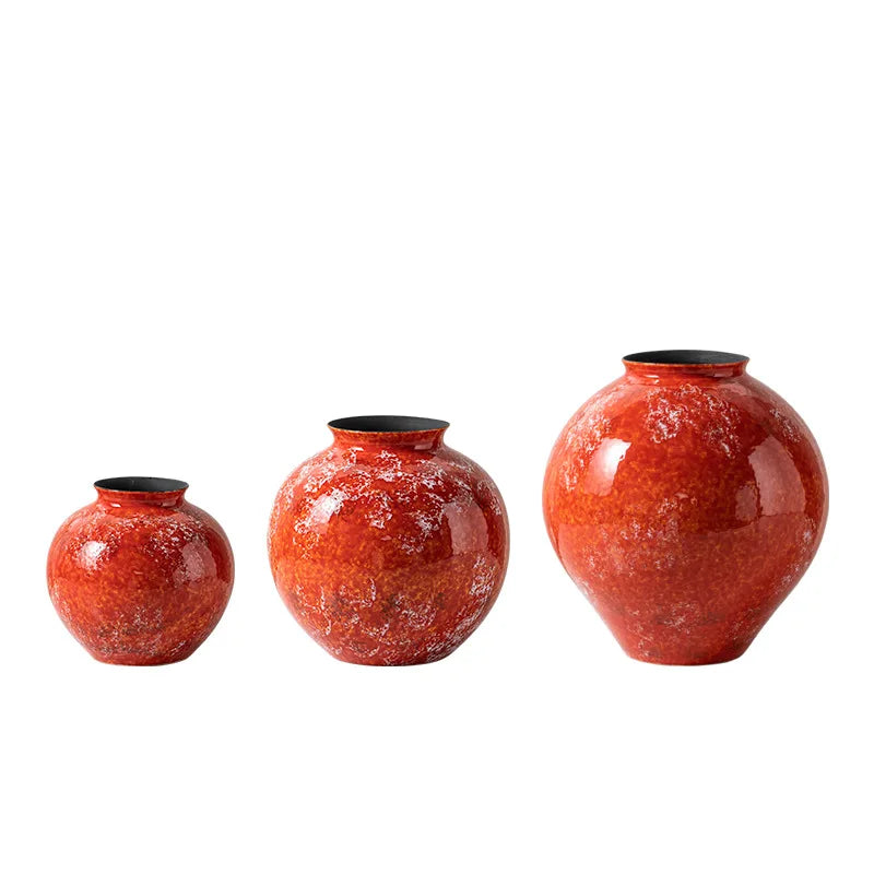 Afralia™ Red Porcelain Vase: The Kiln Turns Red Glaze Flower Vase & Terrarium