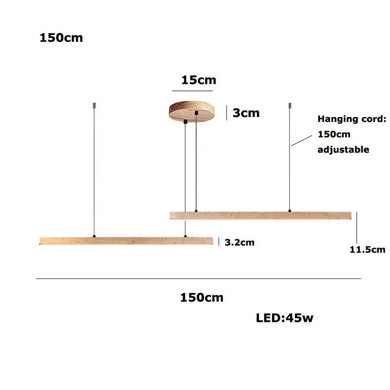 Afralia™ LED Natural Stone Round Linear Chandelier - Dimmable, Ceiling Hanging Lamps