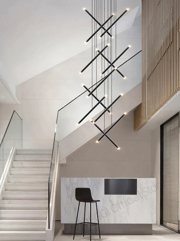 Afralia™ LED Staircase Pendant Chandelier, Modern Nordic Restaurant Hanging Light