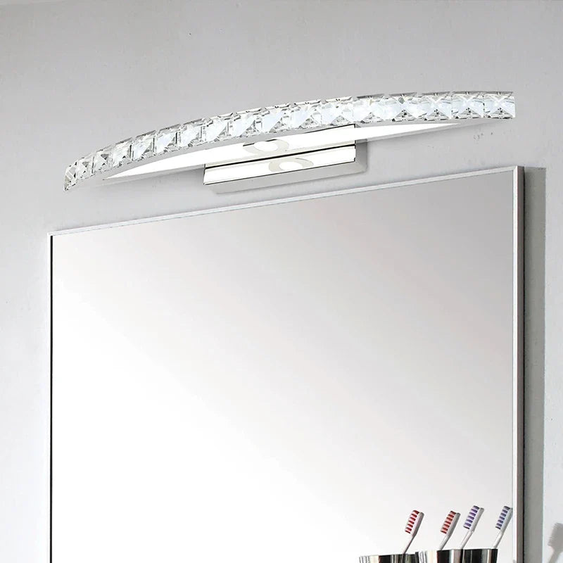 Afralia™ LED Crystal Mirror Light for Bathroom Wall, Stainless Steel, 44cm/54cm