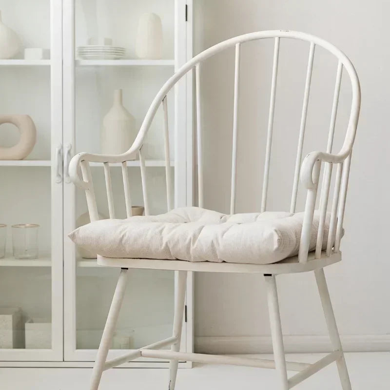 Afralia™ Nordic White Iron Dining Chair: Compact & Sturdy Design for Small Spaces.