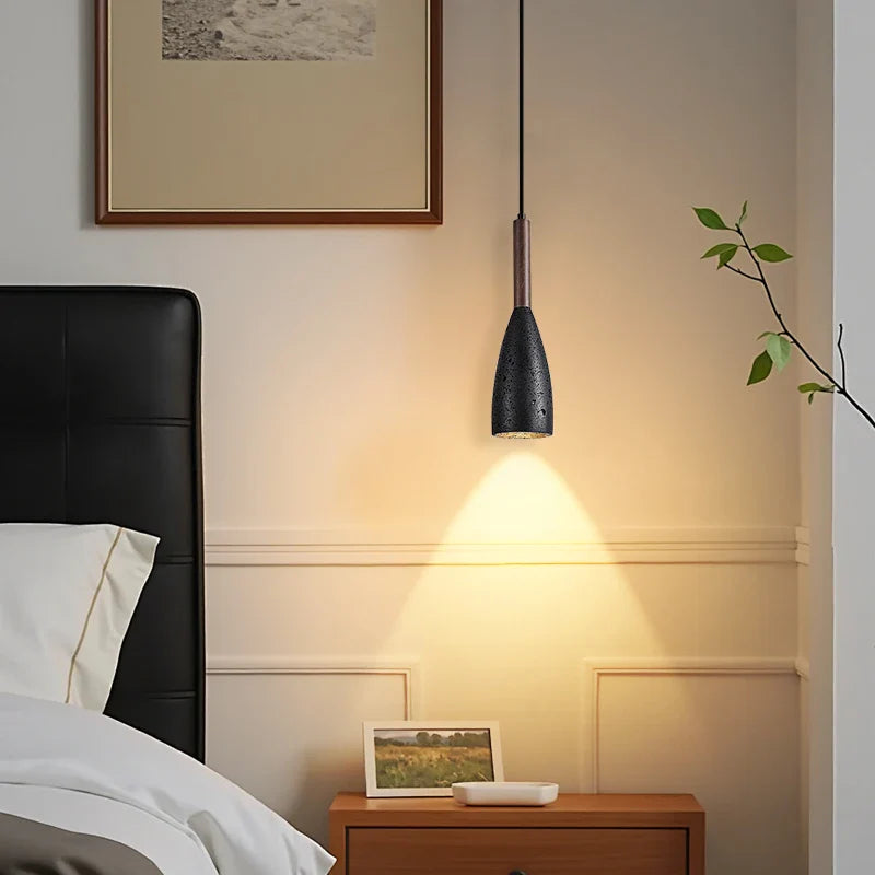 Afralia™ Wood Stone LED Hanging Lamp Modern Pendant Lighting for Living Room