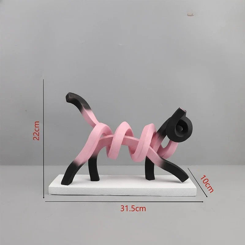 Afralia™ Abstract Cat Sculpture: Resin Handicrafts for Children's Room Decor
