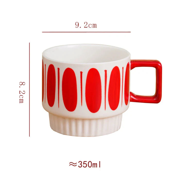 Afralia™ Porcelain Stacking Cup Set - Creative Painted Pattern Tea & Coffee Mug