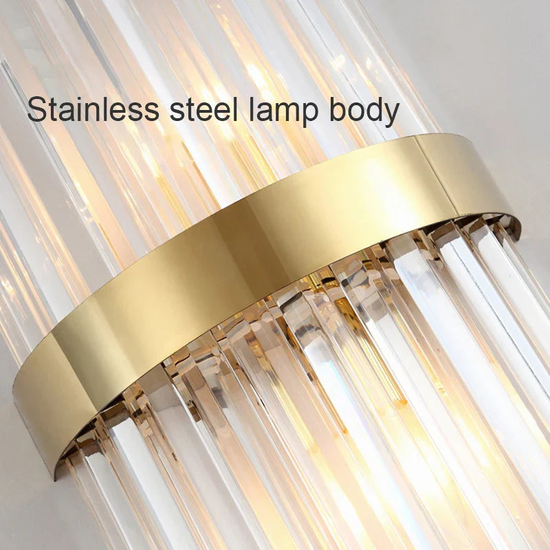 Afralia™ Crystal LED Wall Lamp Modern Luxury Light Gold Sconces for Living Room Bedroom