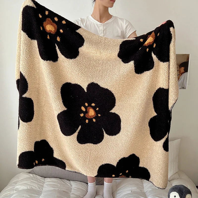 Afralia™ Boho Printed Blanket: Cozy, Multi-Functional, Half-Flannel Shawl, Single/Double Bedspread