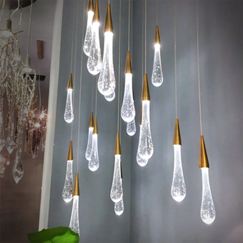 Afralia™ Luxury Crystal Pendant Light with Gold Water Drop Design