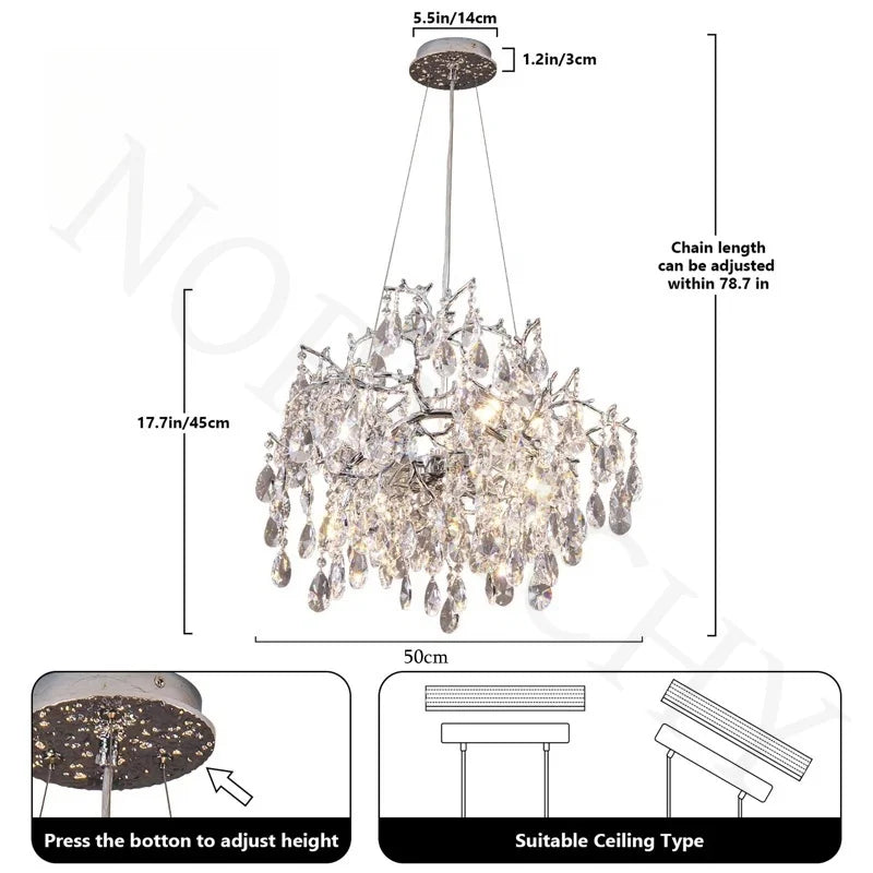 Afralia™ Modern Crystal Branch Chandelier for Living Room and Dining Room