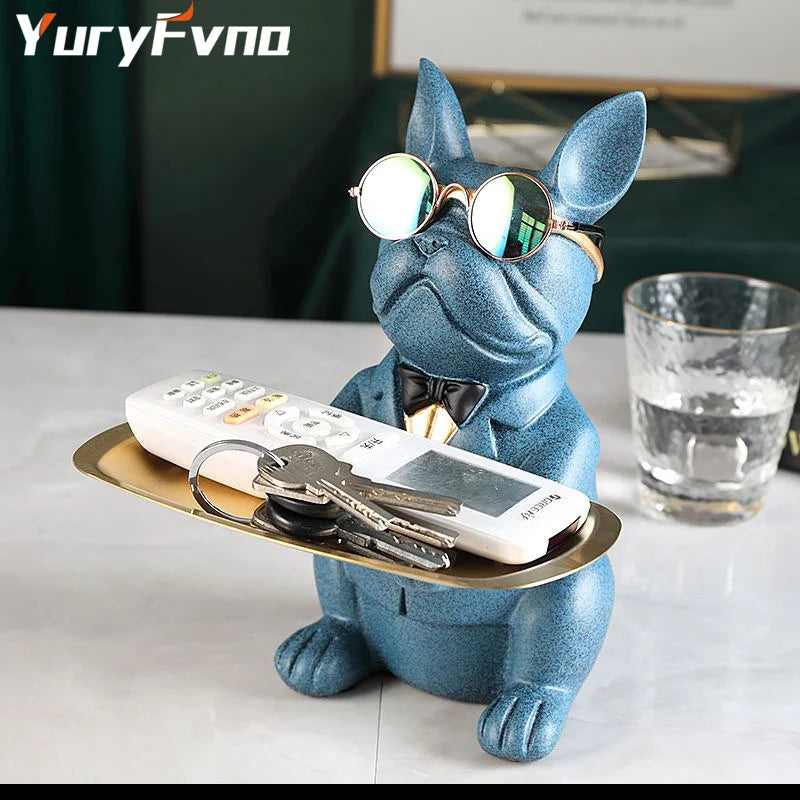 Afralia™ French Bulldog Figurine Tray Sculpture Coin Bank Home Decor Statue