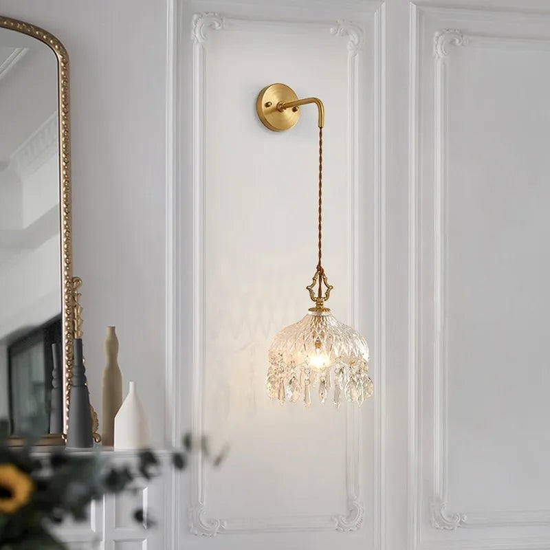 Afralia™ Crystal Glass LED Wall Sconce - Luxury French Stair Light for Home Decor