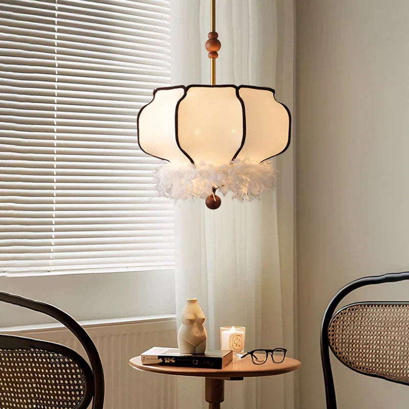 Afralia™ French Vintage Fabric Chandelier Pendant Lamp - LED Hanging Light for Home and Restaurant