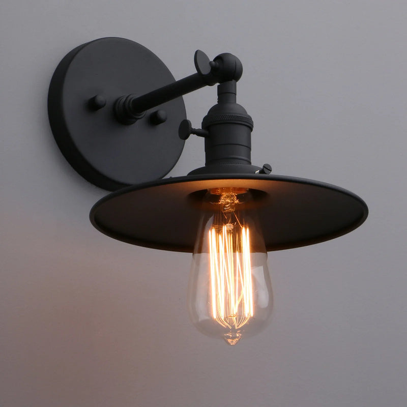 Afralia™ Antique Finish 1-Light Industrial Wall Sconce with 7.87" Canopy and ON/Off Button