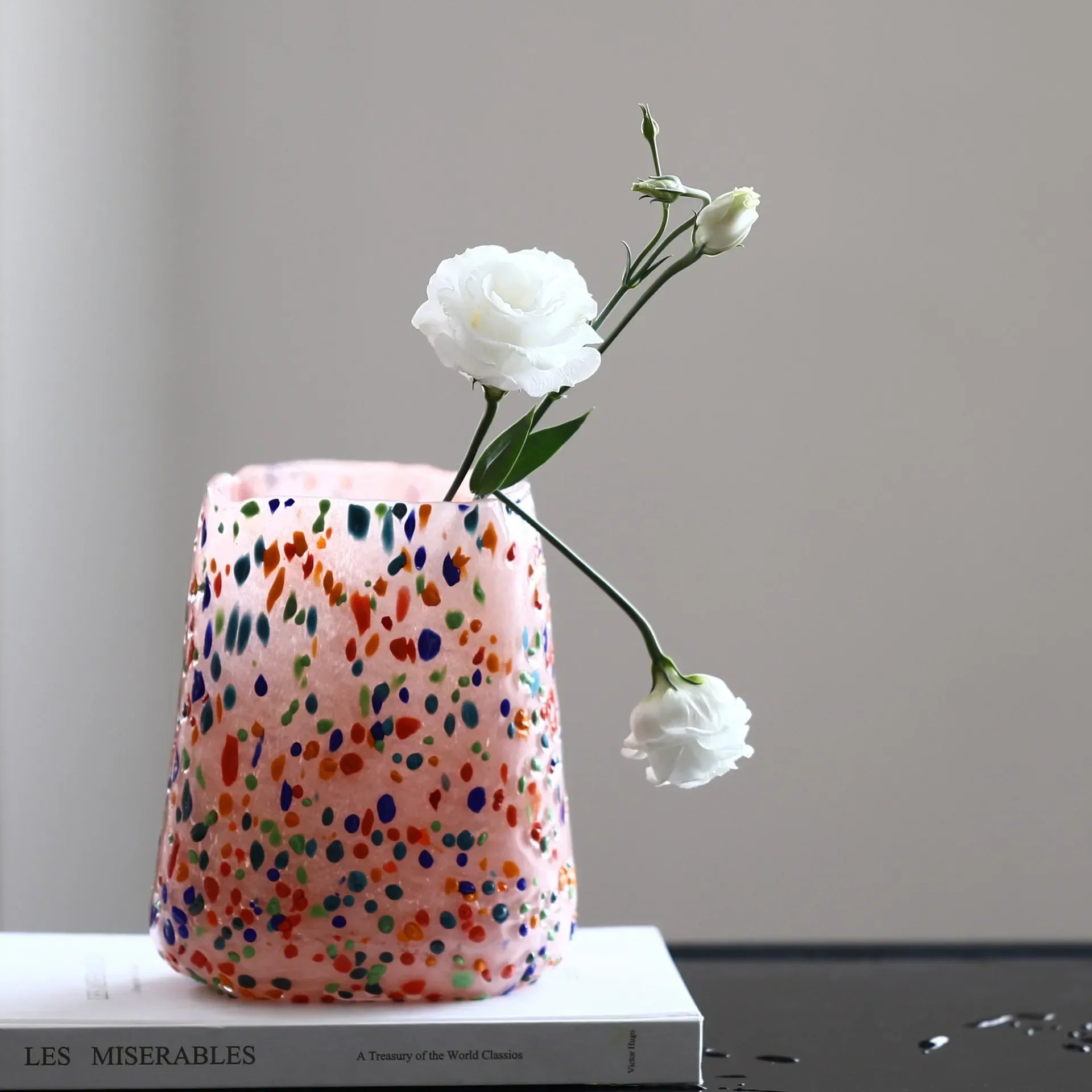 Afralia™ Glass Vase with Colorful Dots for Home Decor & Hydroponic Plants