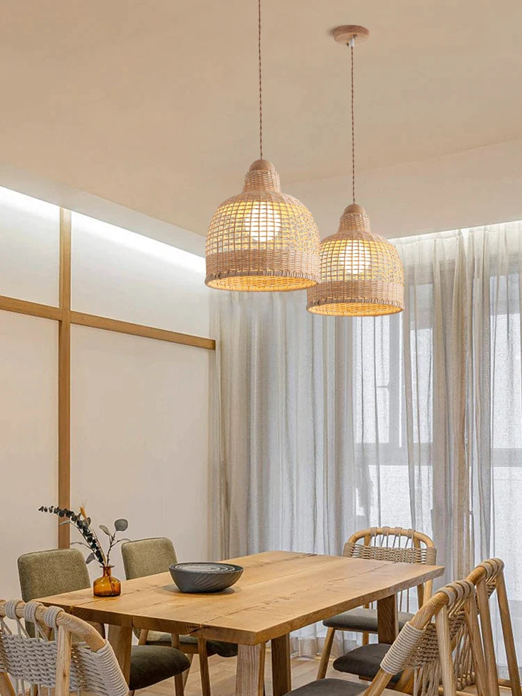 Afralia™ Bamboo Pendant Lamps in Handmade Natural Wabi Sabi Style for Home, Dining, Bar Island