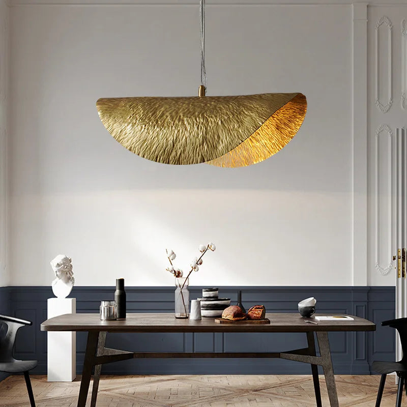 Afralia™ Brass Lotus Leaf Chandelier Pendant for Living Dining Room