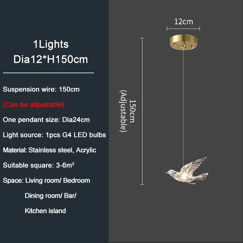 Afralia™ Bird Design LED Chandelier for Luxury Living Room and Restaurant