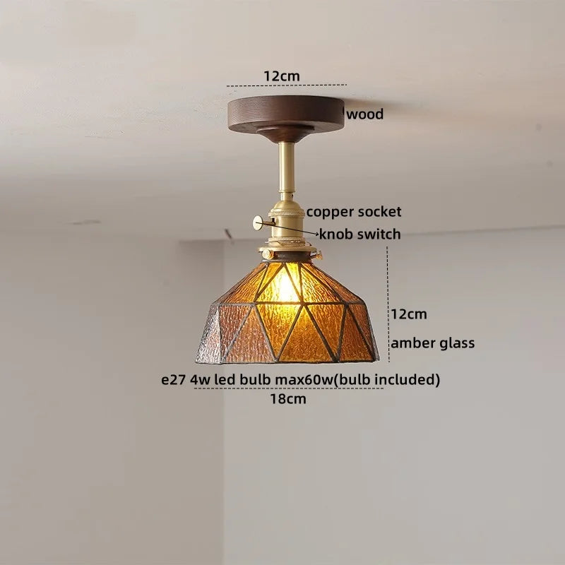Afralia™ LED Glass Wood Ceiling Lamp for Modern Indoor Lighting and Decoration