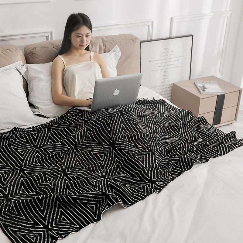 Afralia™ Knitted Triangular Pattern Thin Blanket for Cozy Versatile Living Room Cover