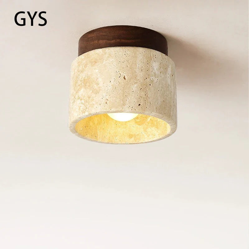 Afralia™ Retro Moden Ceiling Lamp Cream Japanese Style Stone Wood Wall Light