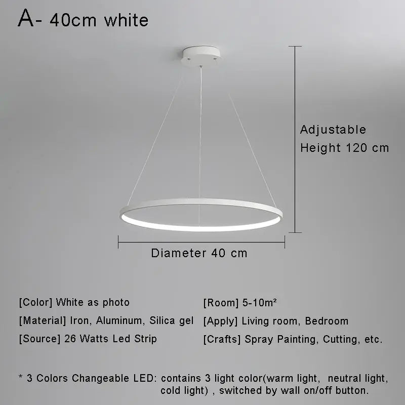 Afralia™ Modern Black Ring LED Pendant Light Chandelier for Home Decoration