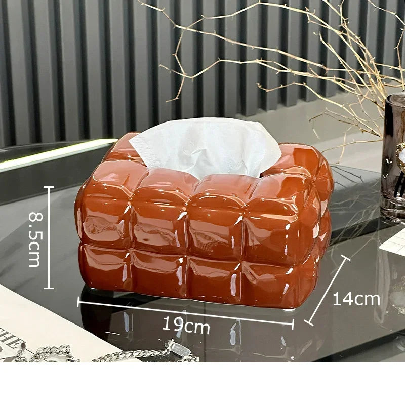 Afralia™ Ceramic Bread Tissue Box Desk Decoration Paper Towel Case