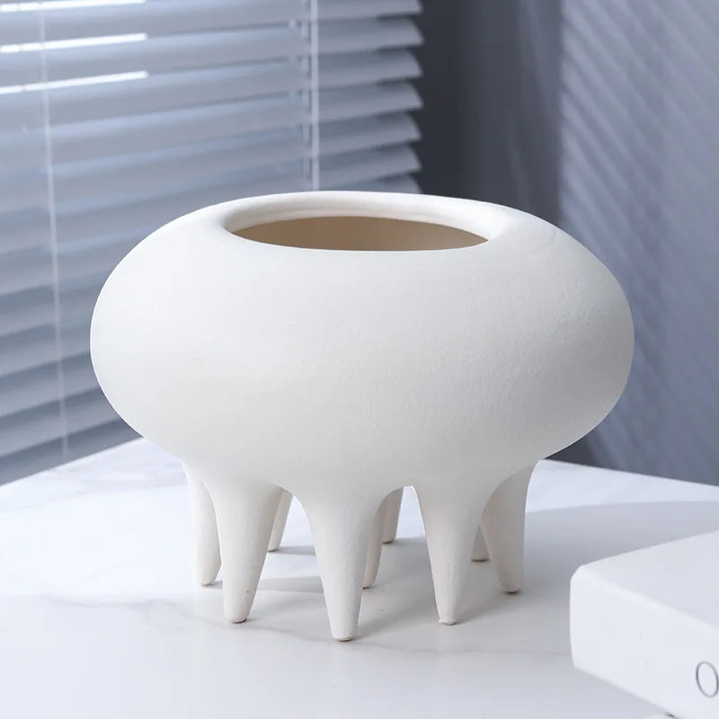 Afralia™ High Legged Ceramic Flower Vase for Home Decorations and Hydroponic Arrangements