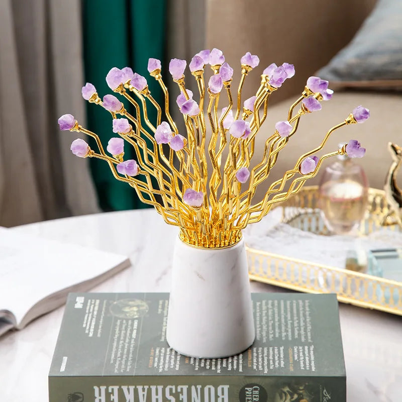 Afralia™ Modern Light Luxury Model Room Decor with Natural Purple Blooming Plants